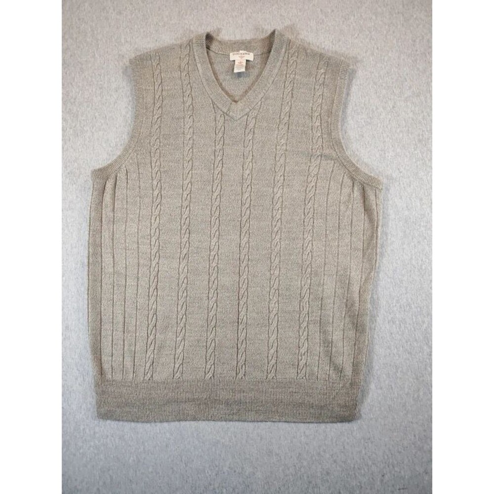 Docker's Men's Sweater Vest Cable Knit Size XL Tan
